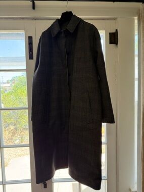The Row Plaid Long Coat in Dark Brown and Gray